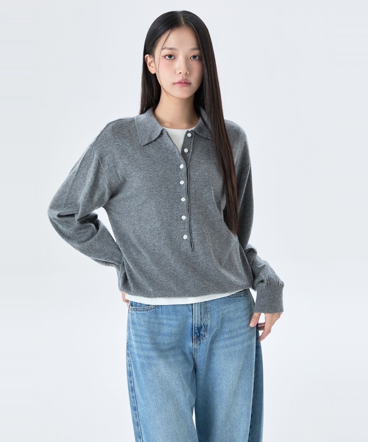 미쏘(MIXXO) 딥브이넥 카라 니트_MIWKAG916T