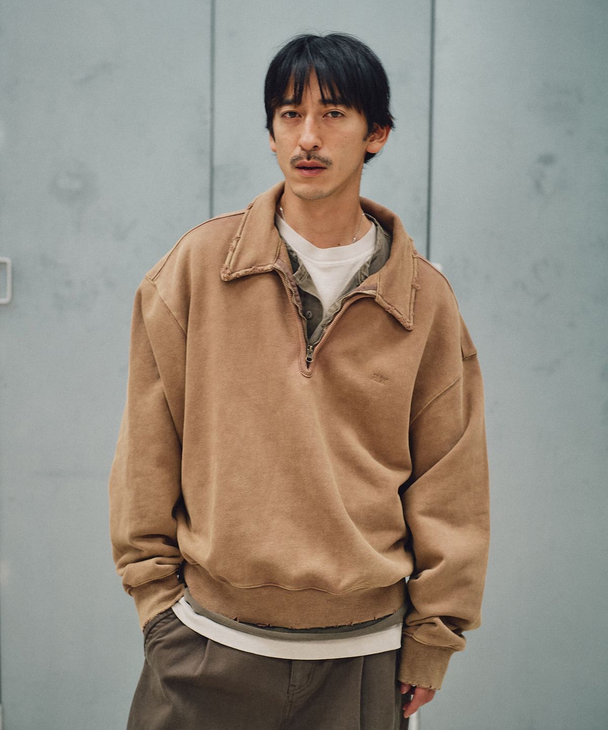 헤비웨더(HEAVY WEATHER) 데미지 하프 집업 스웻셔츠 2color