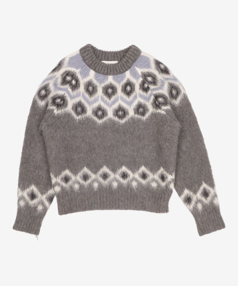 UNISEX BABY ALPACA FAIR ISLE SWEATER MELANGE GREY_UDSW3D126G2 S