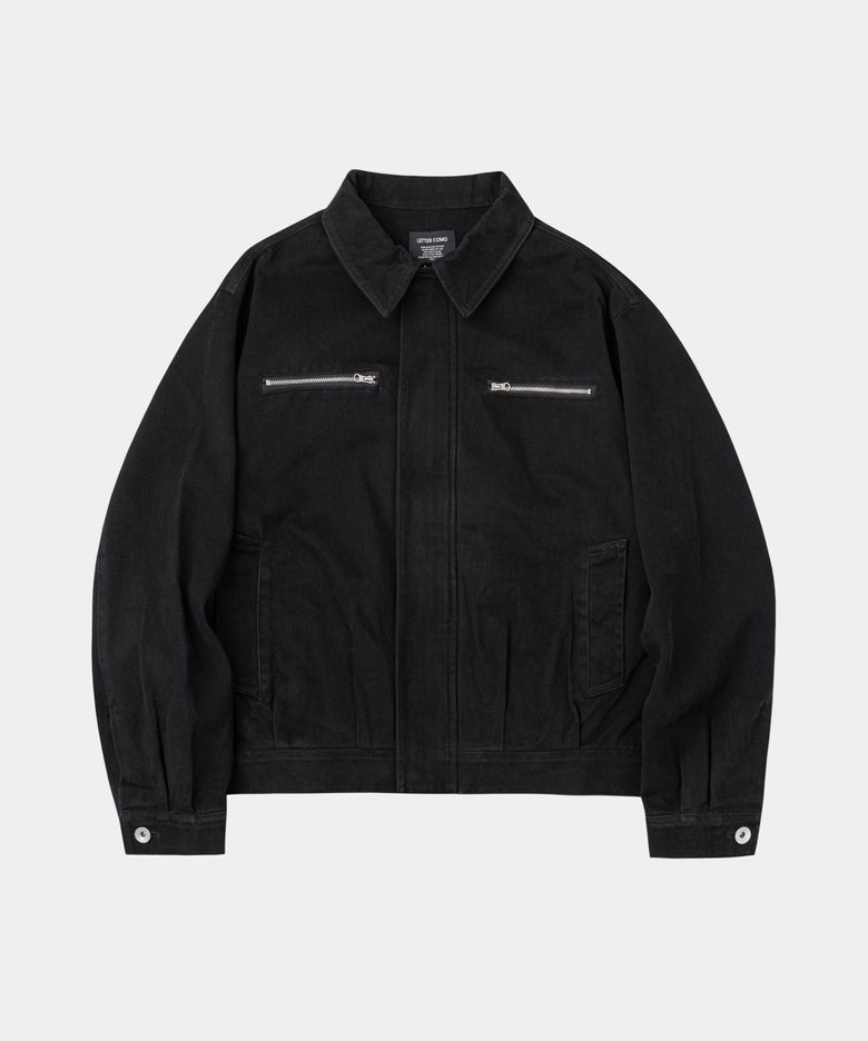 듀얼 포켓 레이서 자켓 블랙