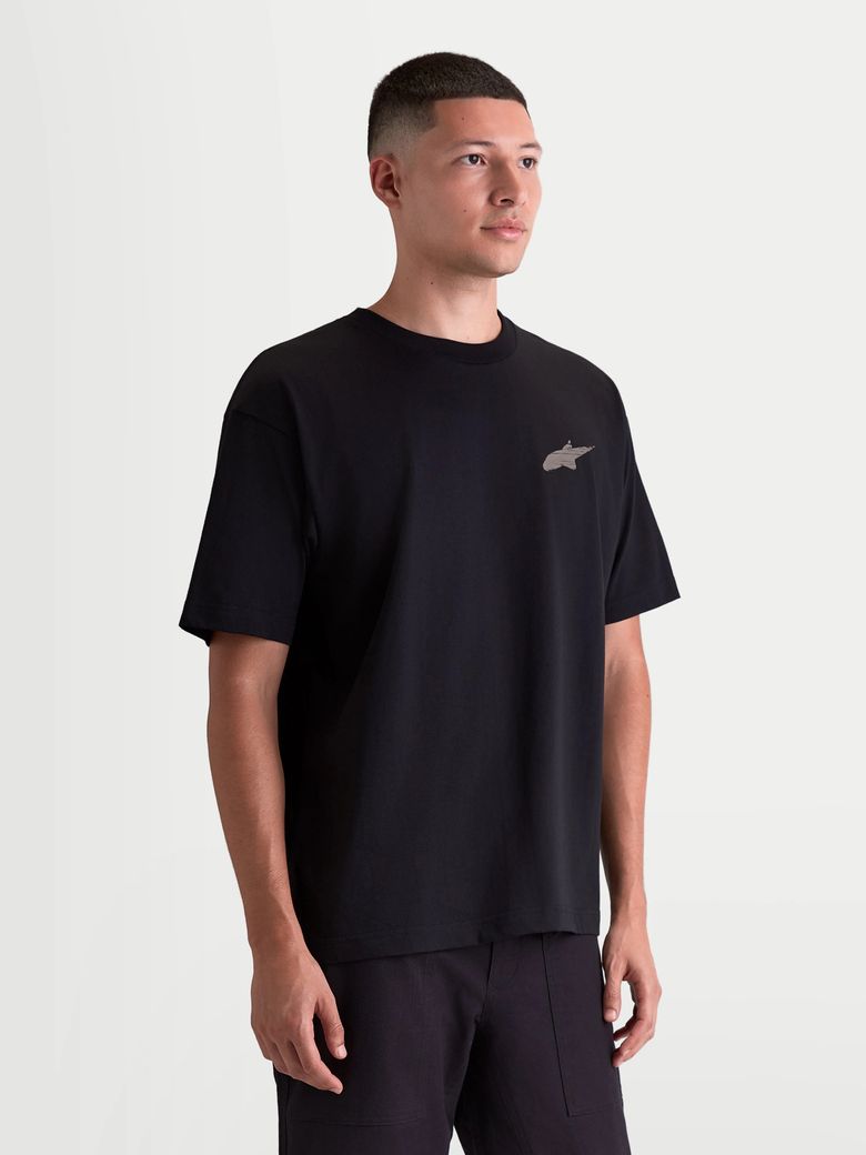 CHECKBACK OVERSIZED SS CSF TEE - BLACK