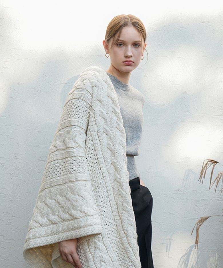 Twisted Knit Blanket (Ivory)