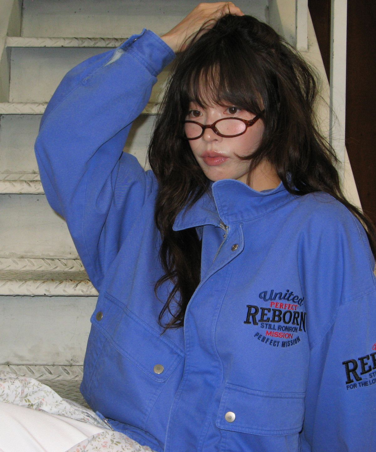 론론(RONRON) WASHED VINTAGE COTTON BLOUSON BLUE