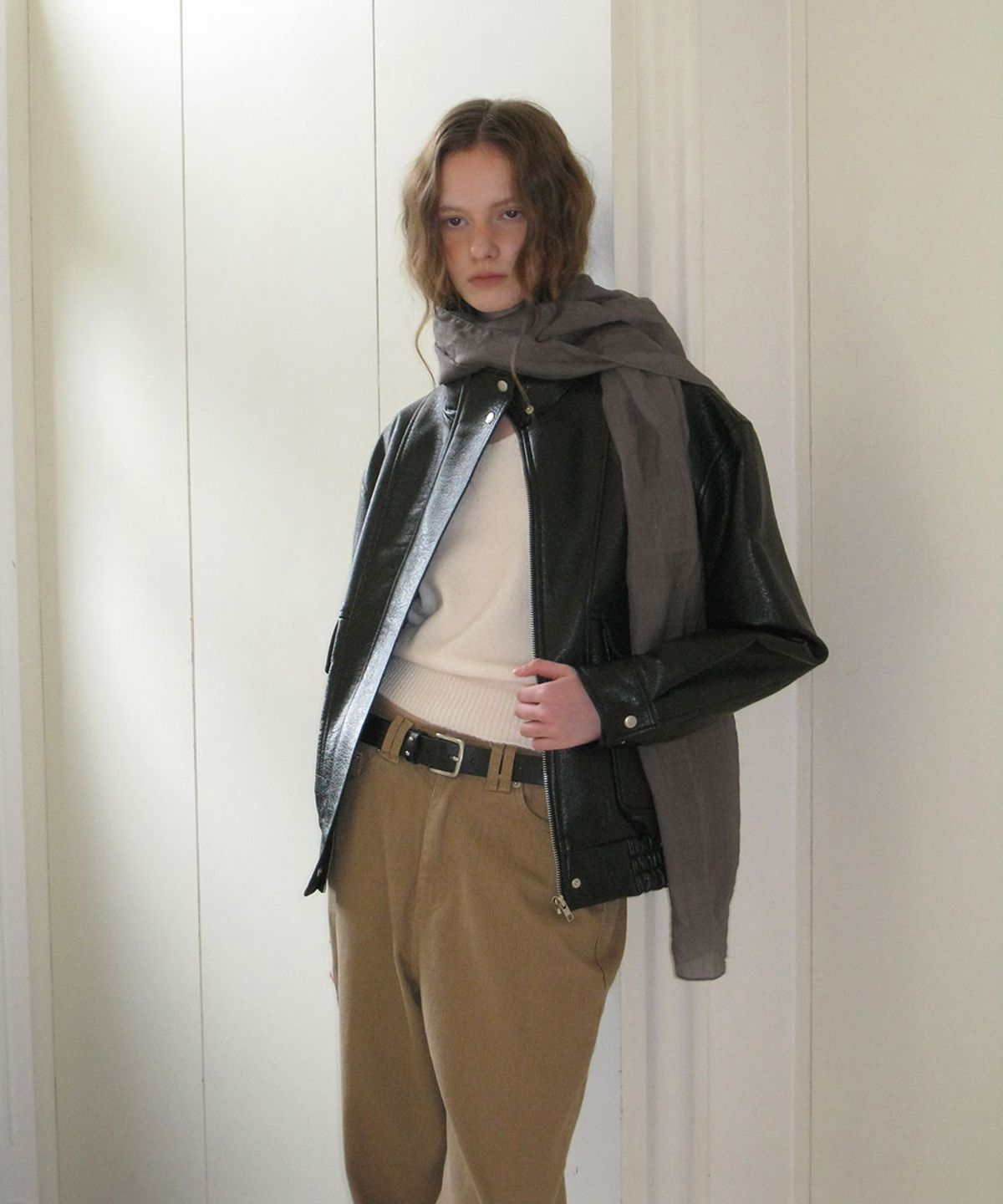 어패럴아카이브(APPAREL ARCHIVE) Roy crinkle scarf - Charcoal