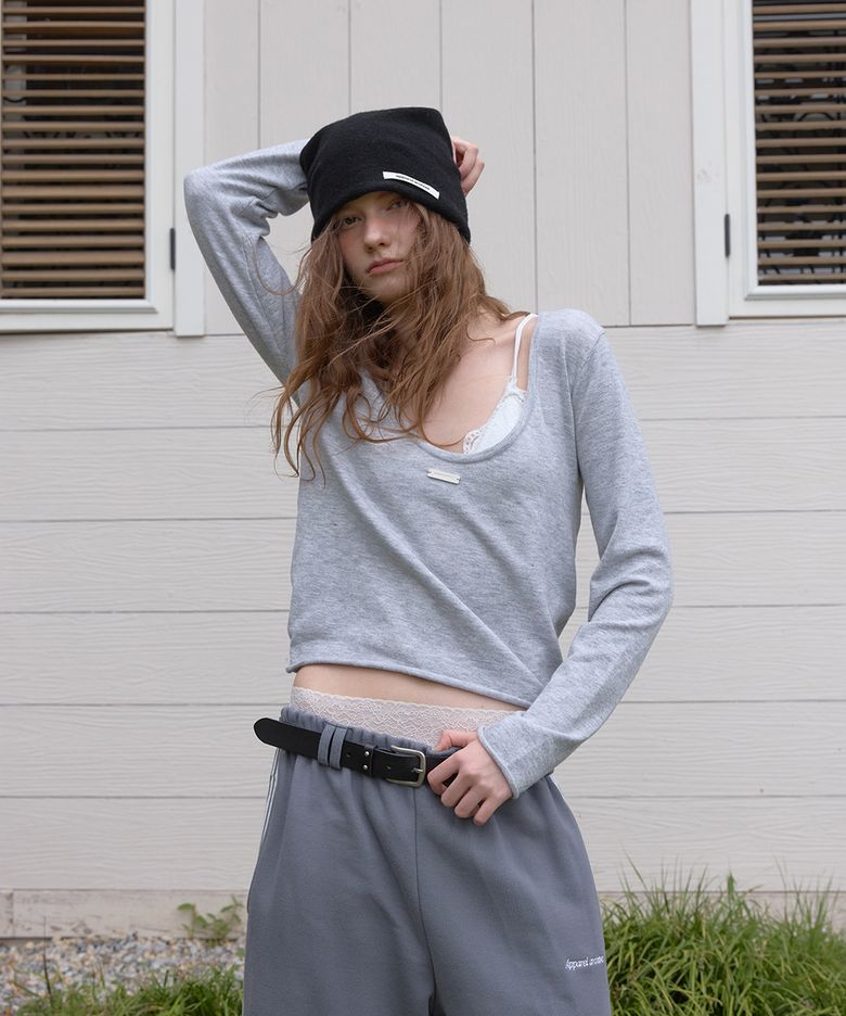 Ross deep u-neck knit - Gray