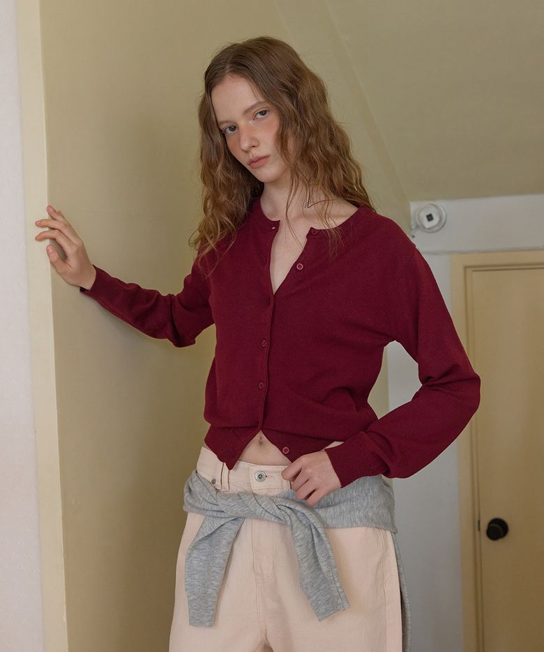 Liddle round cardigan - Burgundy