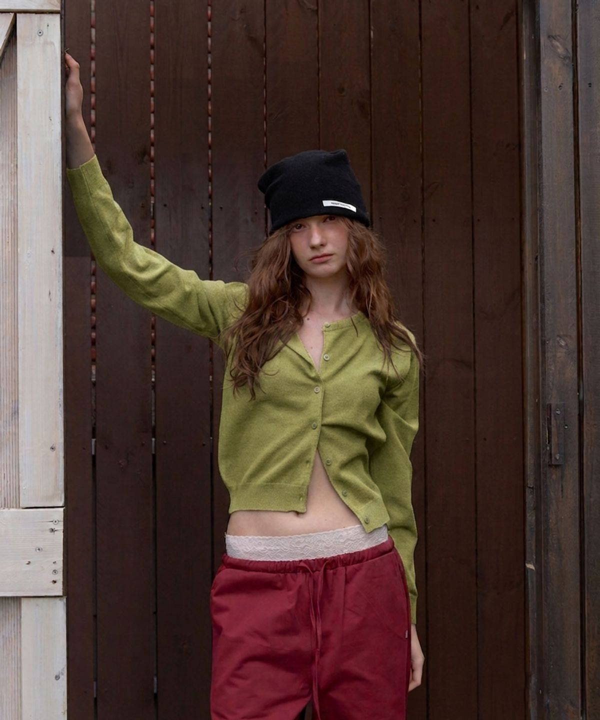 어패럴아카이브(APPAREL ARCHIVE) Liddle round cardigan - Olive