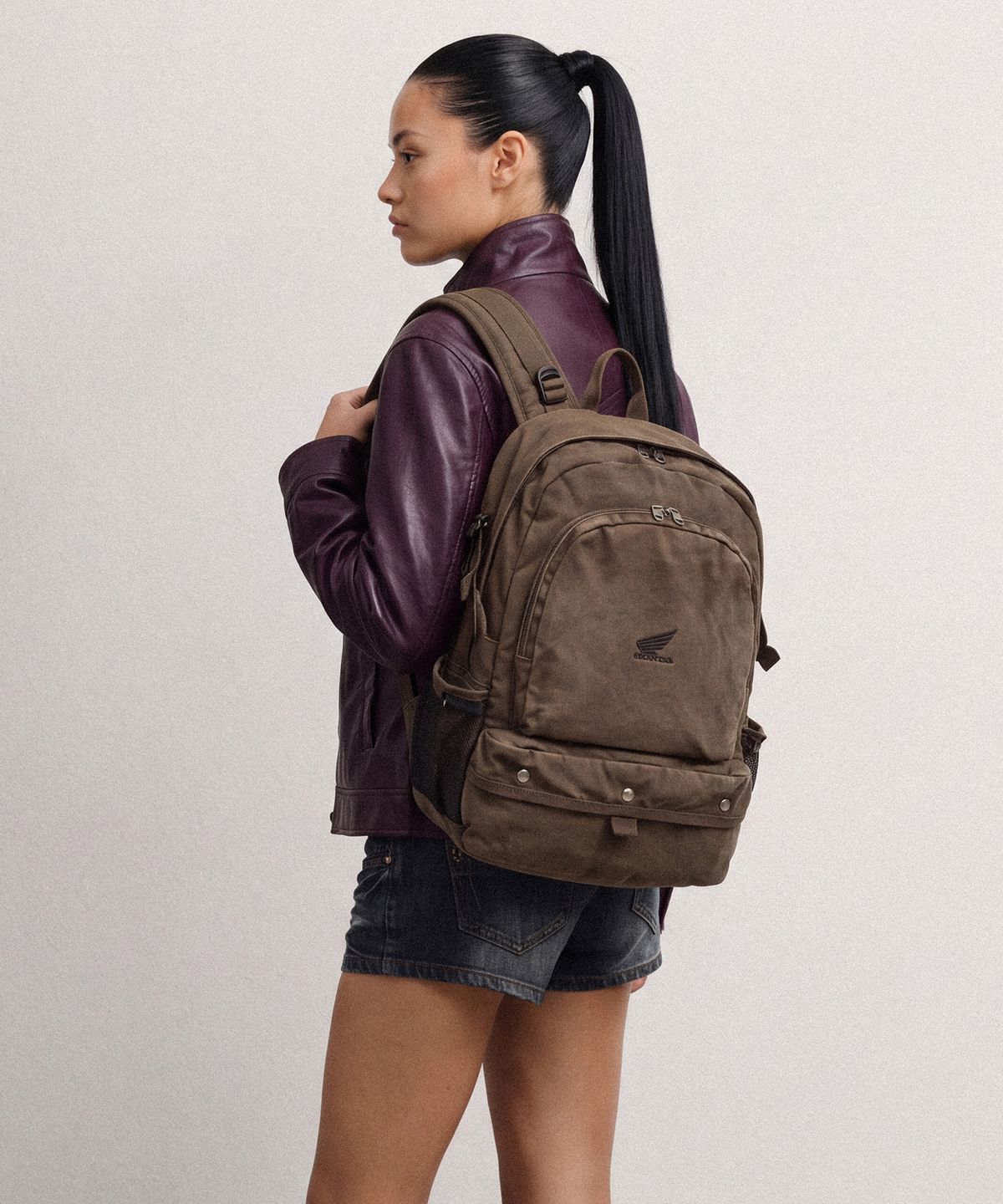 핍스 모터사이클(PHYPS MOTORCYCLE) Washed Field Backpack Brown
