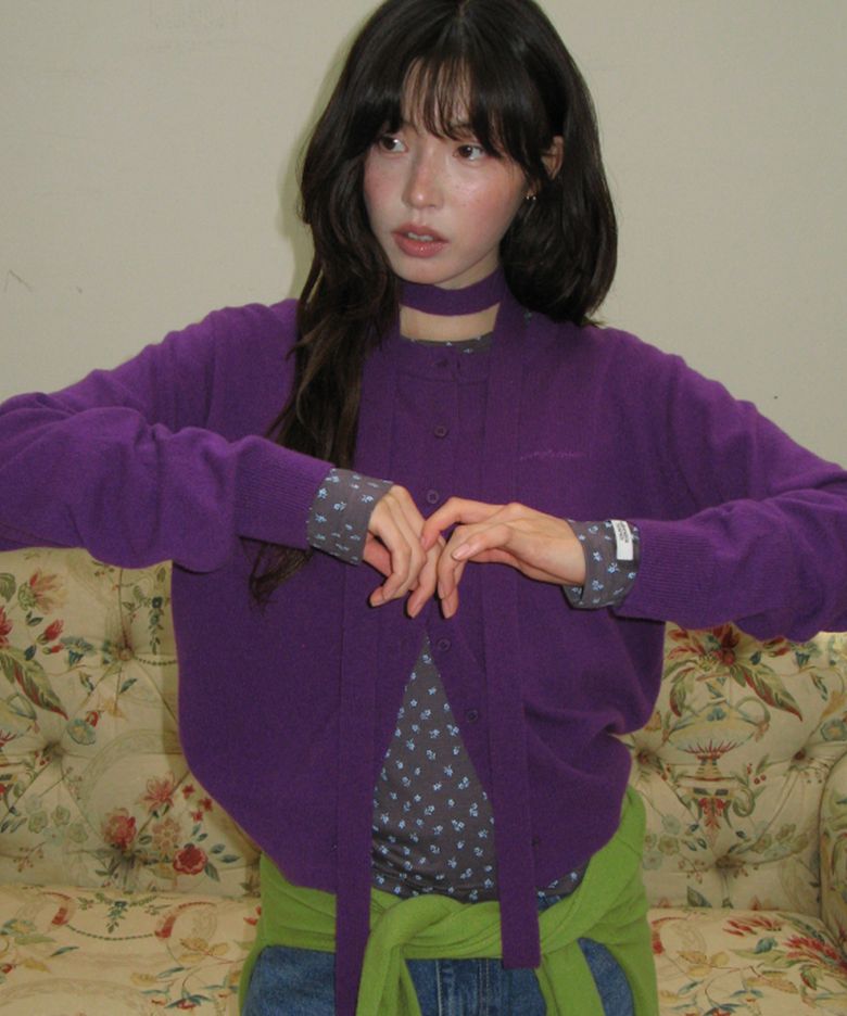 BASIC WOOL ARCHIVE CARDIGAN PURPLE