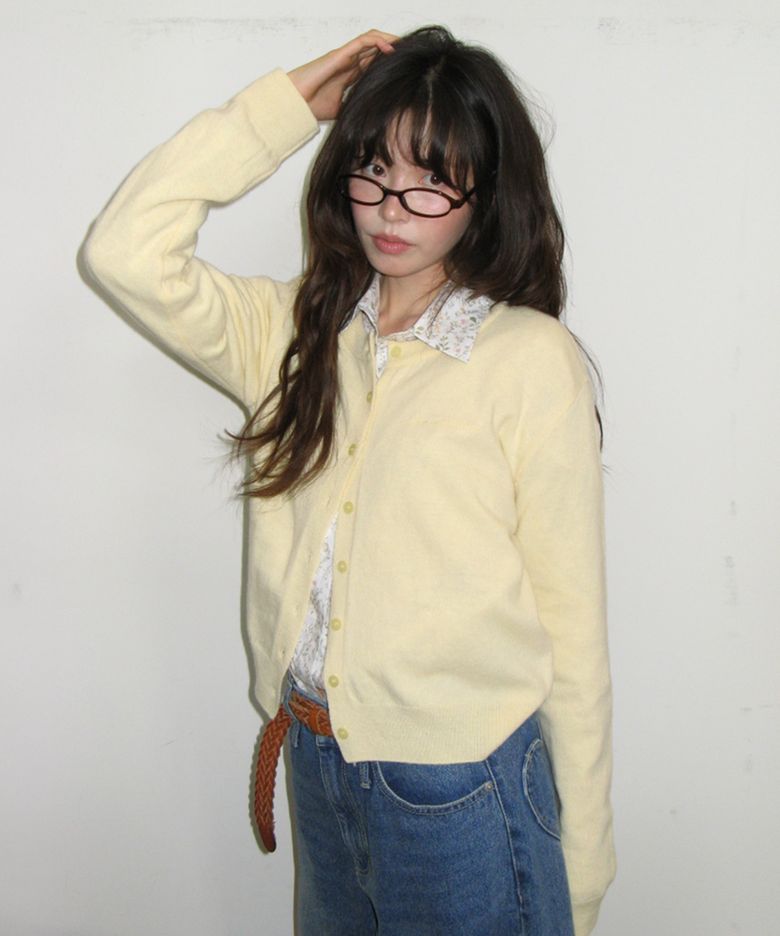 BASIC WOOL ARCHIVE CARDIGAN BUTTER