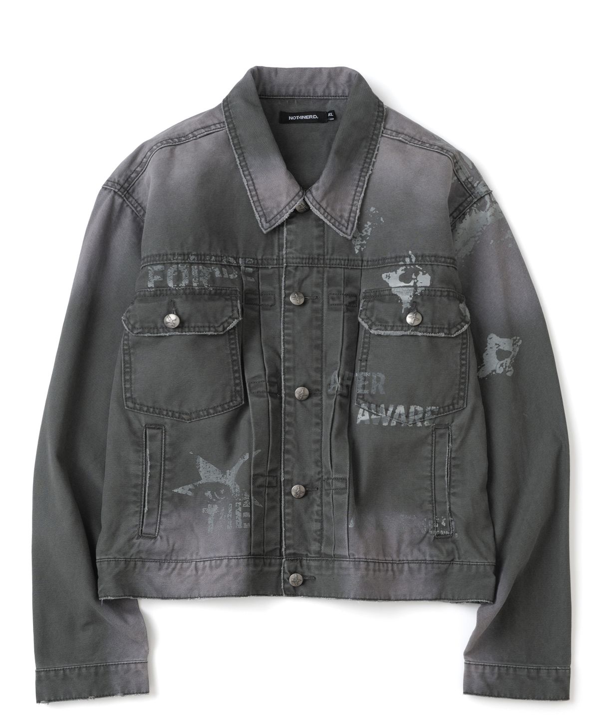 낫포너드(NOT4NERD) After Aware Bleach Washed Trucker Jacket - Charcoal