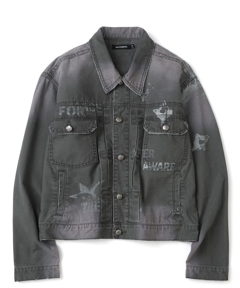 After Aware Bleach Washed Trucker Jacket - Charcoal