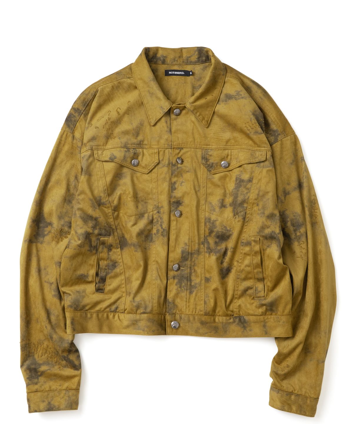 낫포너드(NOT4NERD) Dirty Washed Distressed Suede Trucker Jacket - Mustard