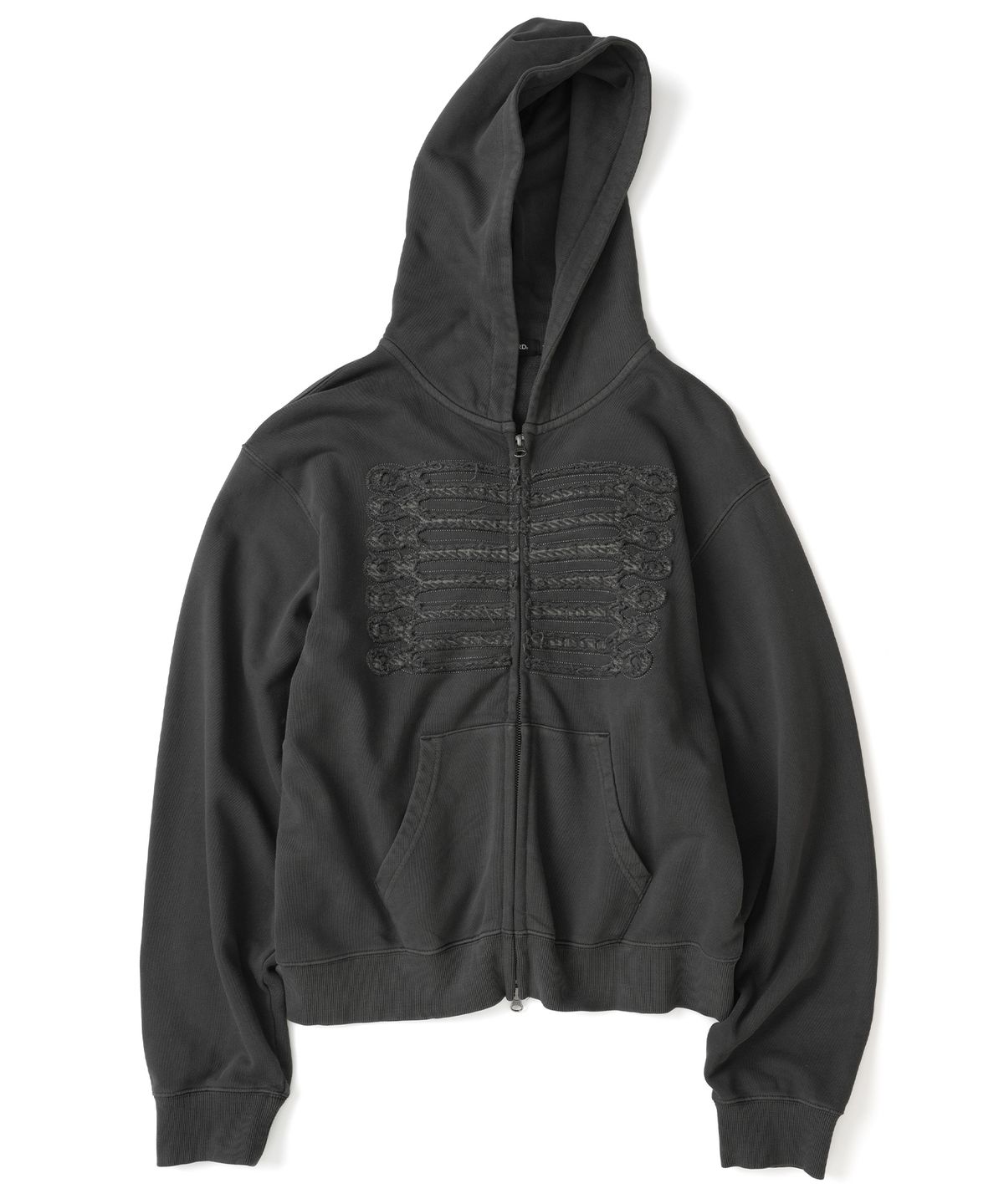 낫포너드(NOT4NERD) Napoleon Applique Pigment Hood Zip Up - Charcoal