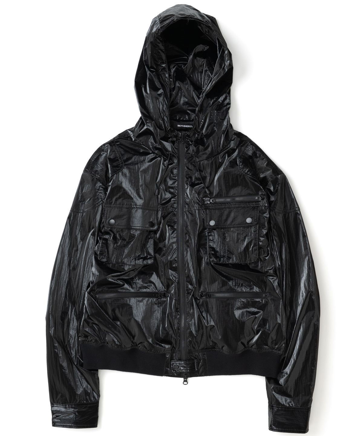 낫포너드(NOT4NERD) Gloss Utility Pockets Windbreaker Jacket - Black