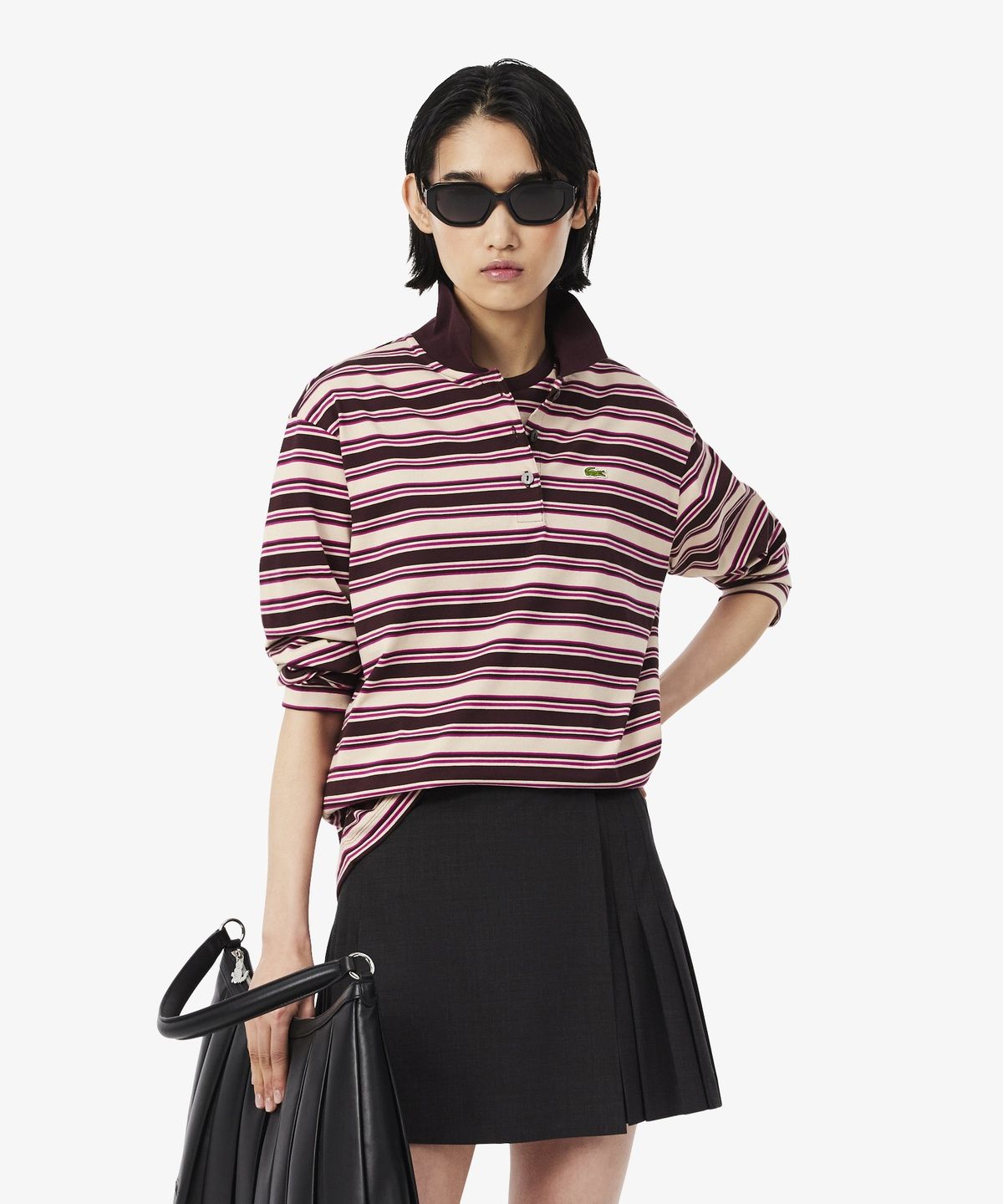 라코스테(LACOSTE) 여성 멀티 스트라이프 긴팔 폴로셔츠 DF3003-56N ST7