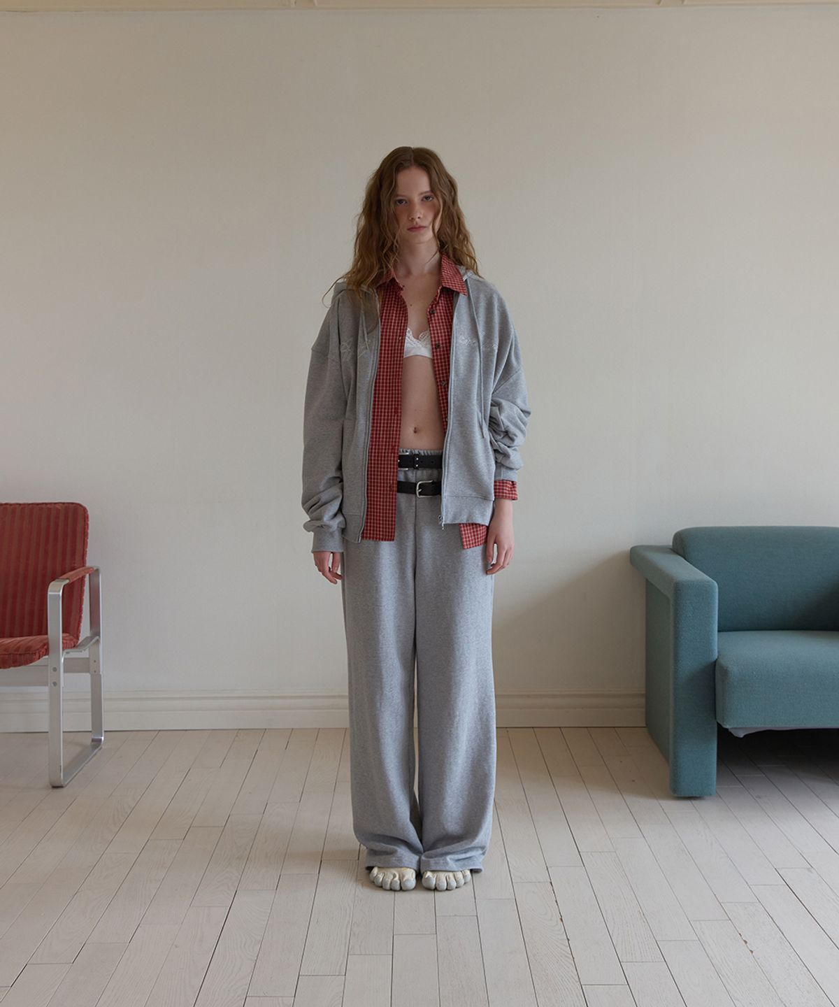 어패럴아카이브(APPAREL ARCHIVE) Polite banding wide pants - Gray