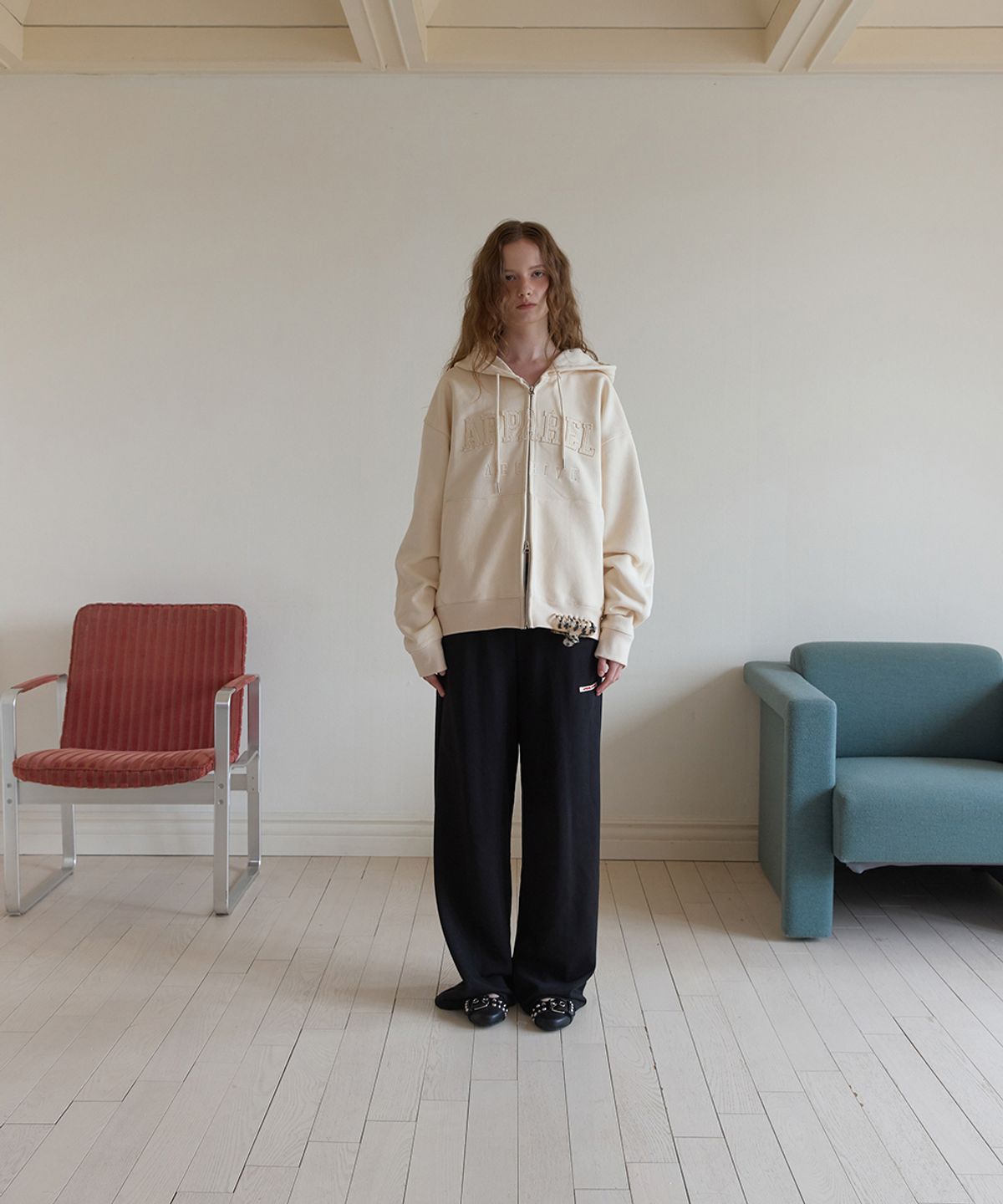 어패럴아카이브(APPAREL ARCHIVE) Zest banding wide pants - Black
