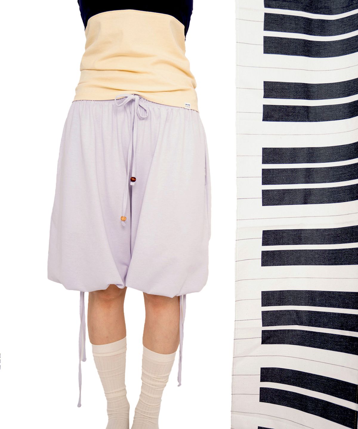 팔락(PALAK) Wooden beads bermuda pants (Light purple)