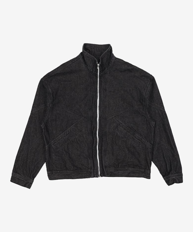 HIGH-NECK DENIM JACKET [BLACK] L