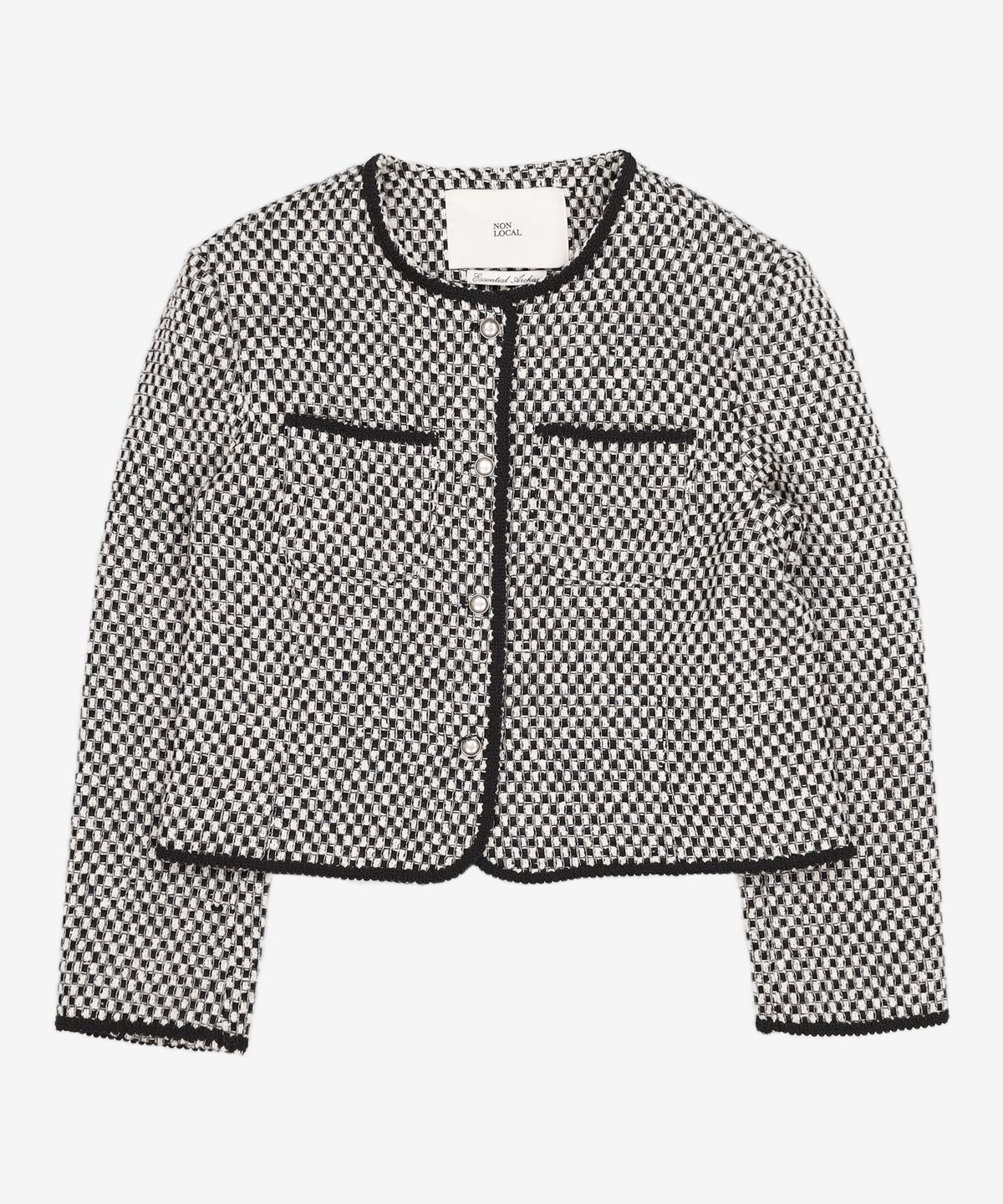 논로컬(NONLOCAL) Atelier Tweed Crop Jacket - Check FREE