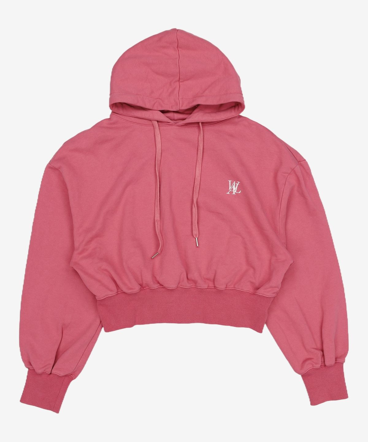 우알롱(WOOALONG) Signature easy crop hoodie - DARK PINK S