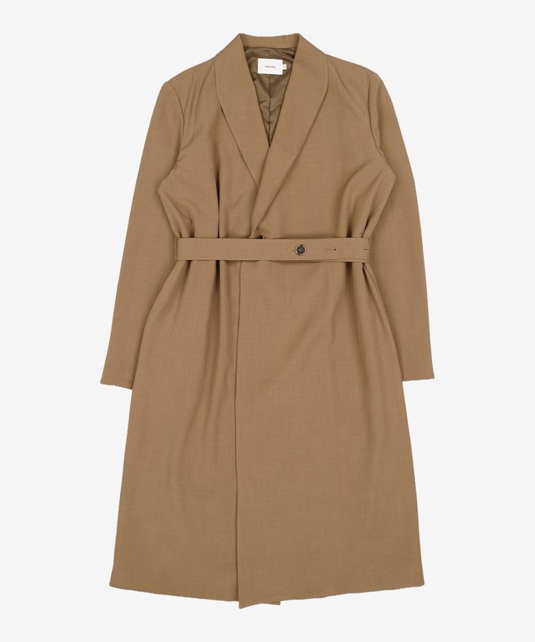 BELT BUTTON COAT BROWN FREE