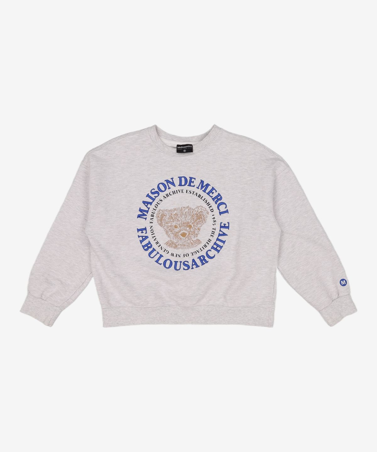 라 메종 스튜디오(LA MAISON STUDIO) [기모선택]우먼즈 크롭 베어프렌즈 엠보자수 맨투맨 애쉬그레이(FCB3TS355W) M