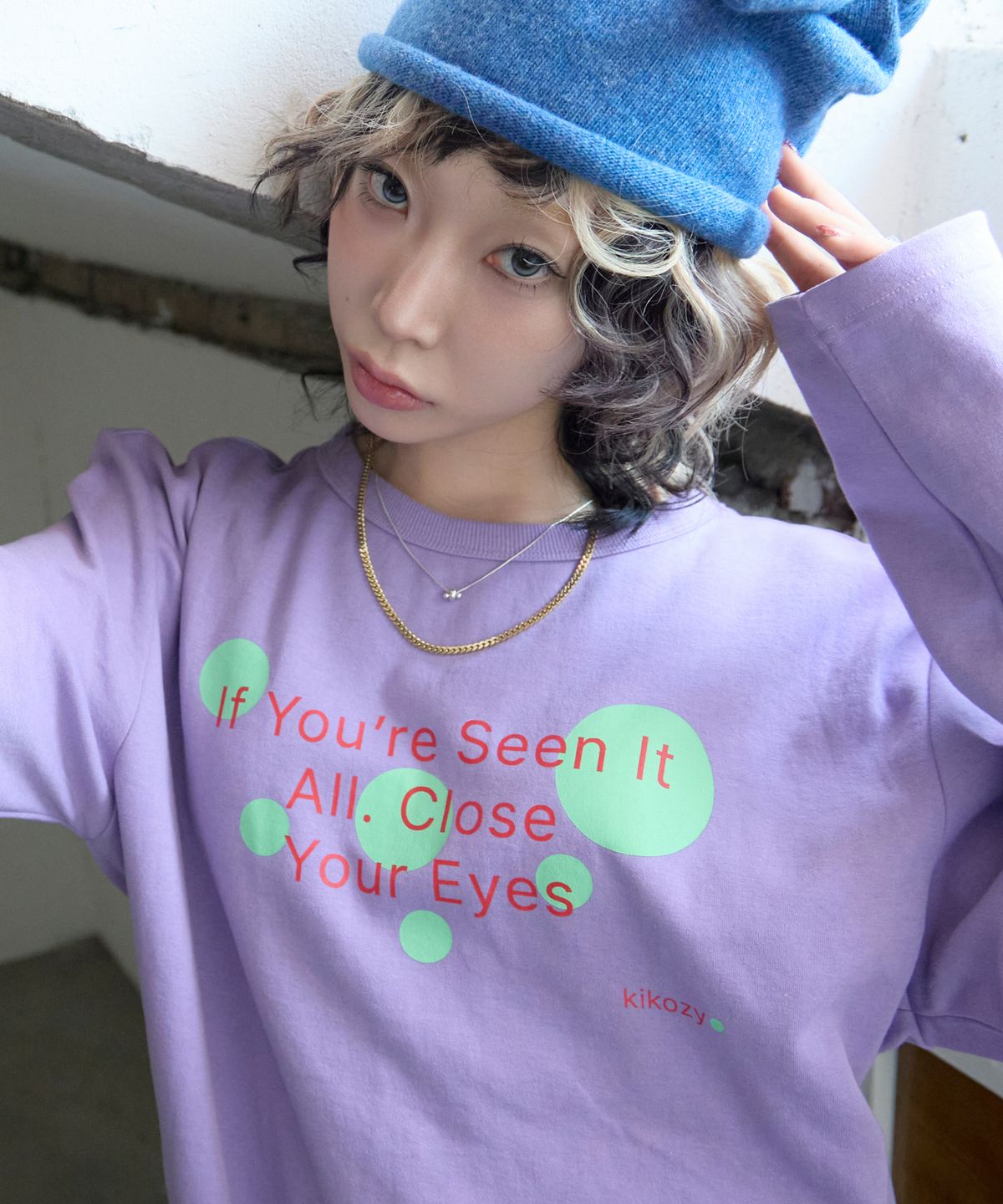 키코지(KIKOZY) Bubble Dot Long Sleeve_Lilac