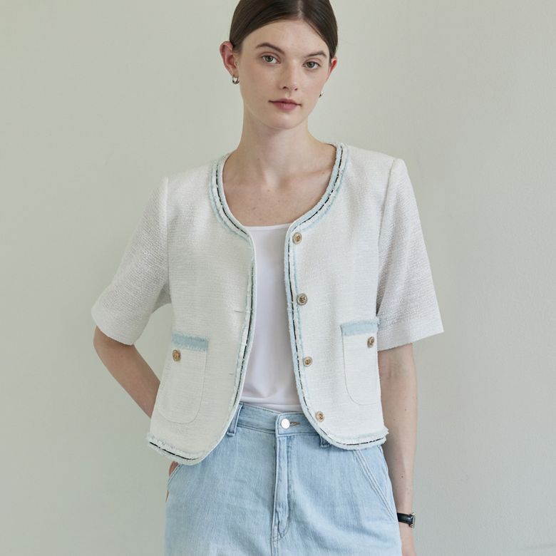 Coloring Point Tweed Jacket_White
