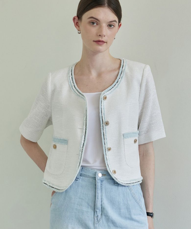 Coloring Point Tweed Jacket_White
