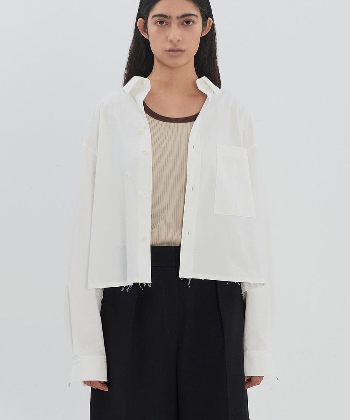 래코드(RECODE) Two Way Cropped Shirt RJSAM26598WHX