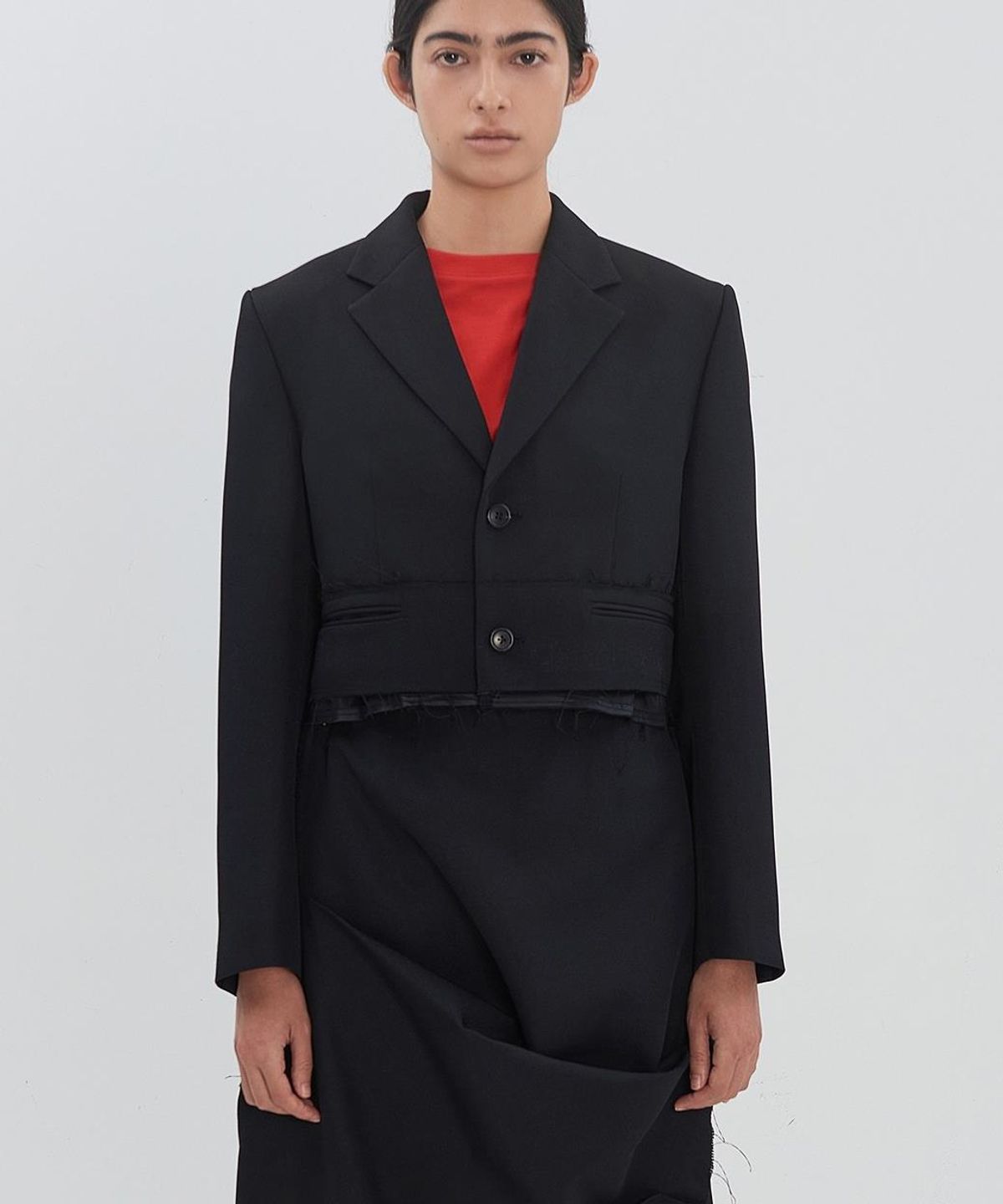래코드(RECODE) Raw-Edged Detail Crop Jacket RJJAM26599BKX