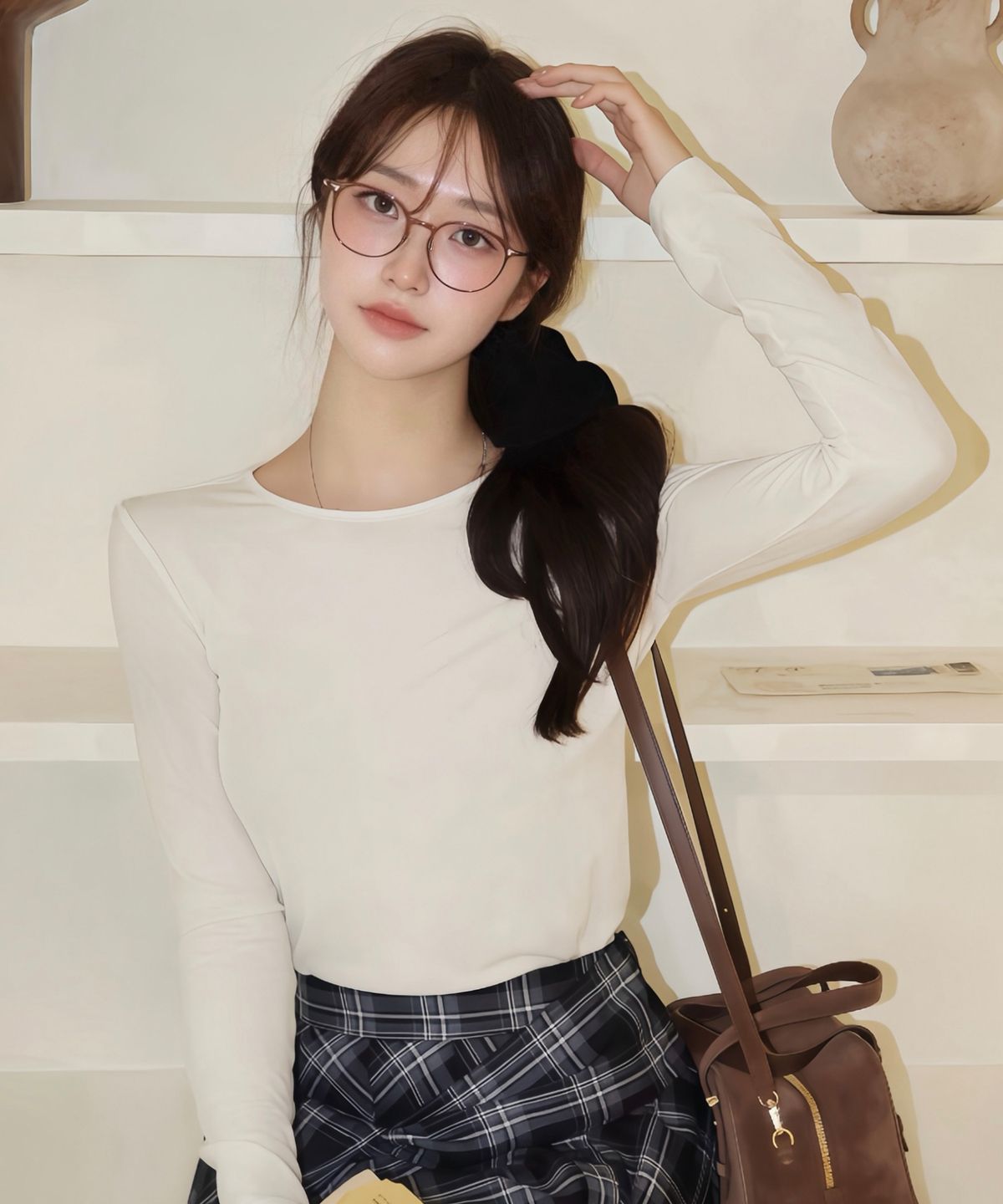 마인드브릿지 우먼(MIND BRIDGE WOMEN) [W]베이직 라운드넥 에센셜 긴팔 티셔츠 - 2color