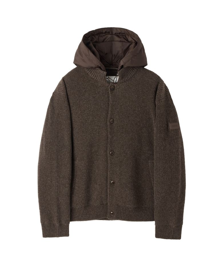 HOODED HYBRID CARDIGAN - BROWN (P264MCD132)