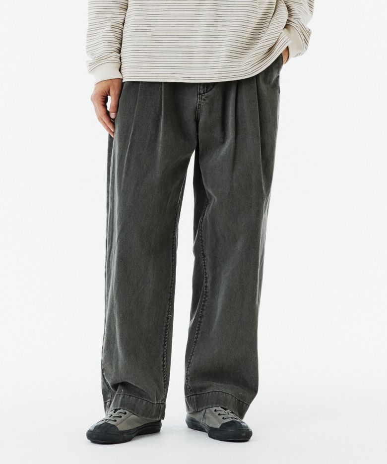 TWO TUCK DENIM TROUSERS - KHAKI (P263MDP461)