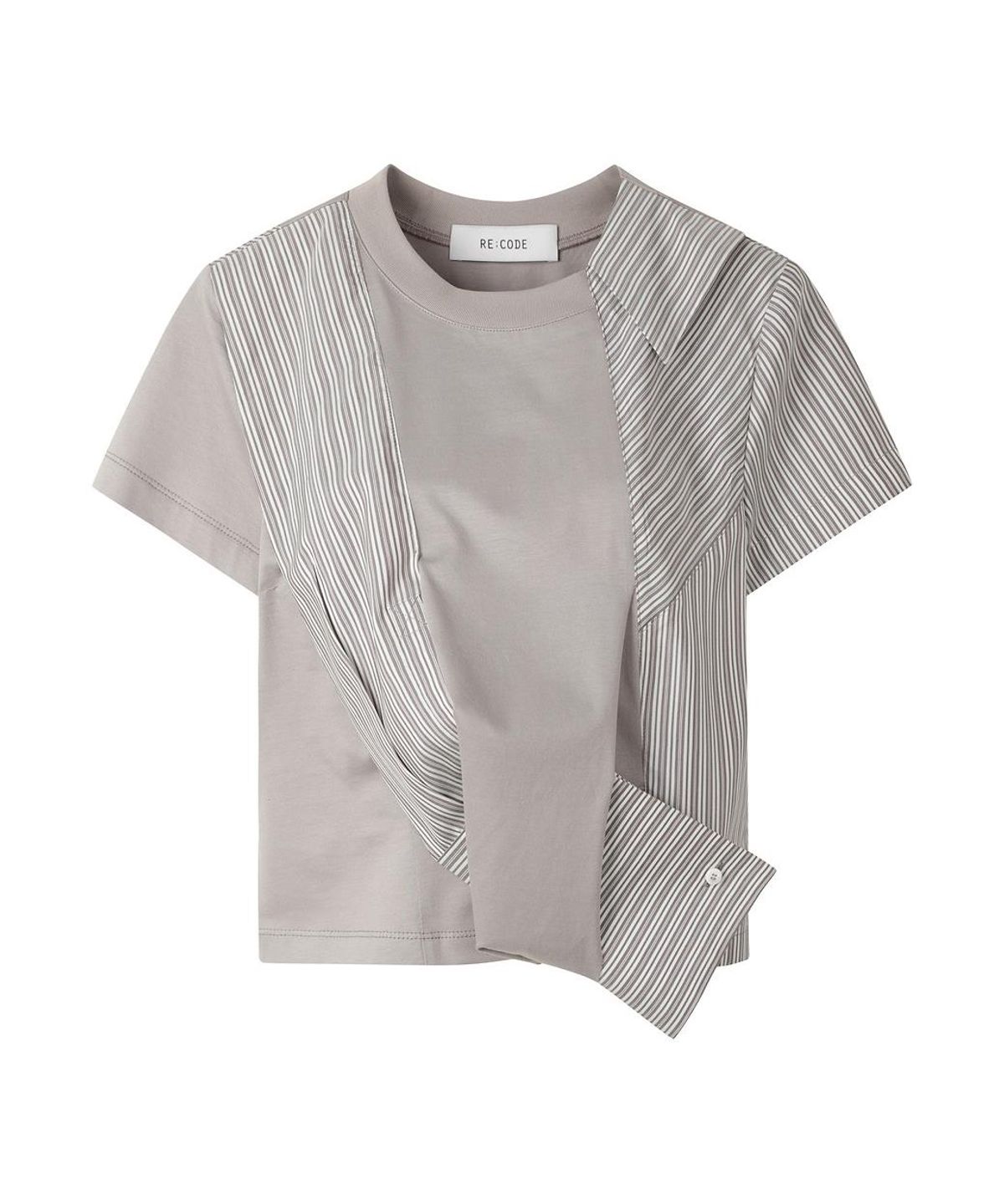 래코드(RECODE) Mixed Shirt Panel Top R0TAS26211GYX