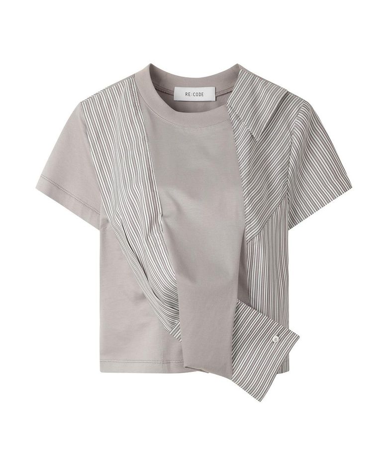 Mixed Shirt Panel Top R0TAS26211GYX