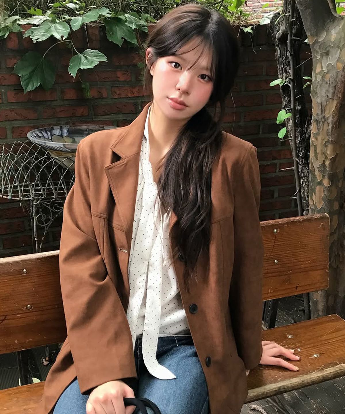 마인드브릿지 우먼(MIND BRIDGE WOMEN) [W]카멜 스웨이드 세미 오버핏 테일러드 자켓