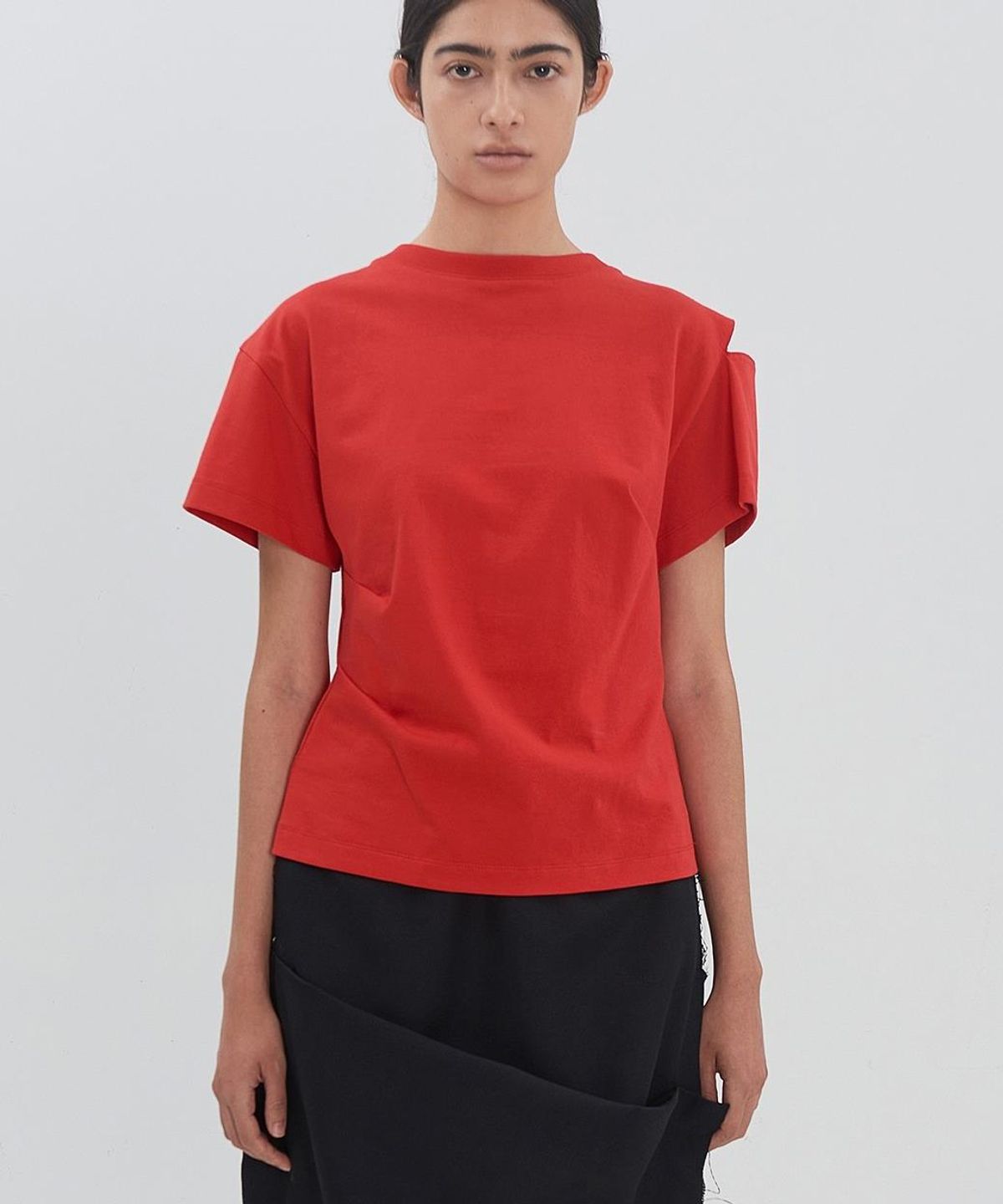 래코드(RECODE) Backward Shoulder Slit Shirring Top RJTAM26596REX