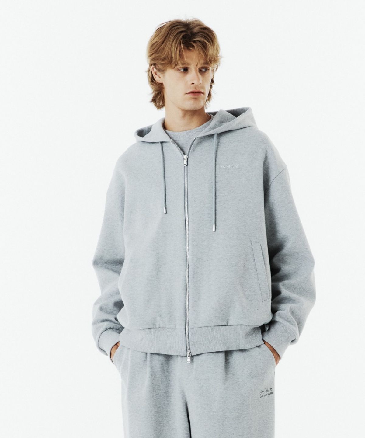 브롬톤 런던(BROMPTON LONDON) HOODED ZIP-UP - M/GREY (P263UFT163)