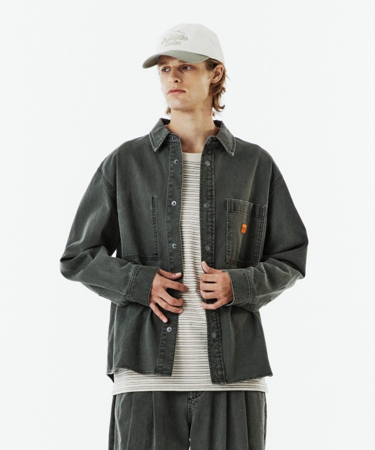 브롬톤 런던(BROMPTON LONDON) OUTPOCKET DENIM SHIRT - KHAKI (P263MSH402)
