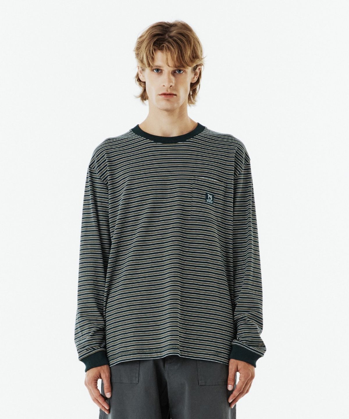 브롬톤 런던(BROMPTON LONDON) STRIPE T-SHIRT - D/GREEN (P263UTS101)