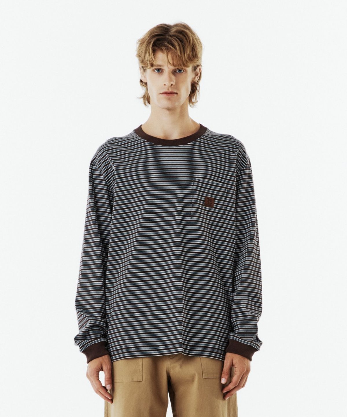 브롬톤 런던(BROMPTON LONDON) STRIPE T-SHIRT - BROWN (P263UTS101)