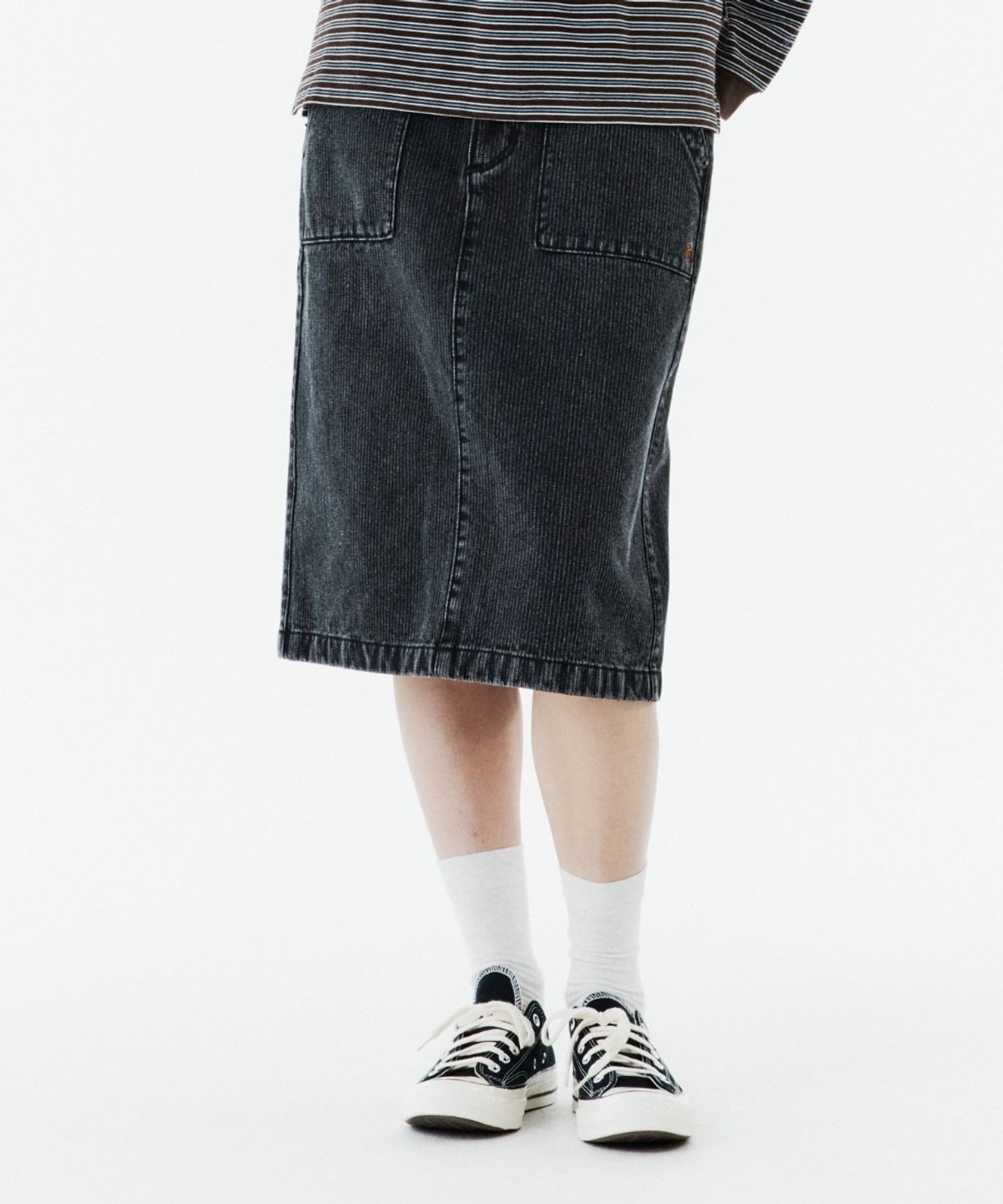 브롬톤 런던(BROMPTON LONDON) W CORDUROY DENIM SKIRT - BLACK (P263WSK460)