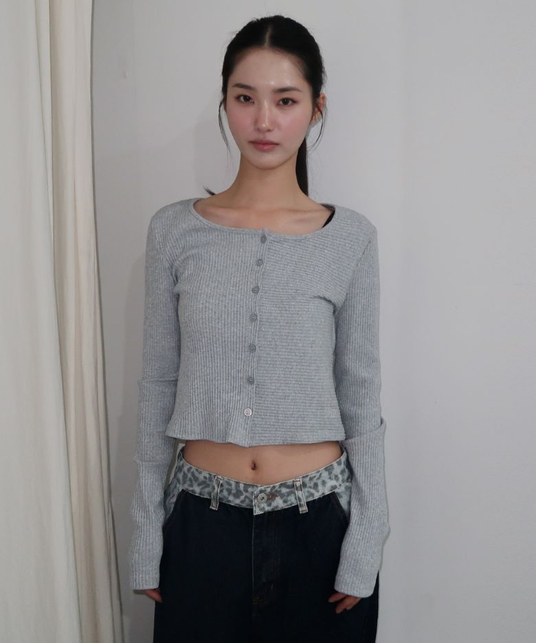 슬림 소프트 골지 라운드넥 리브드 버튼업 레이어드 가디건 _3COLOR