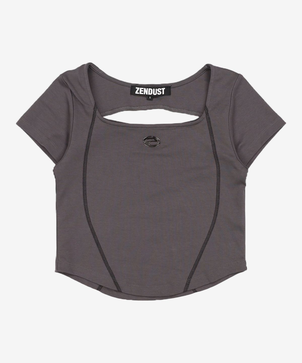 젠더스트(ZENDUST) Mabelle Back Hole T-Shirt CHARCOAL S