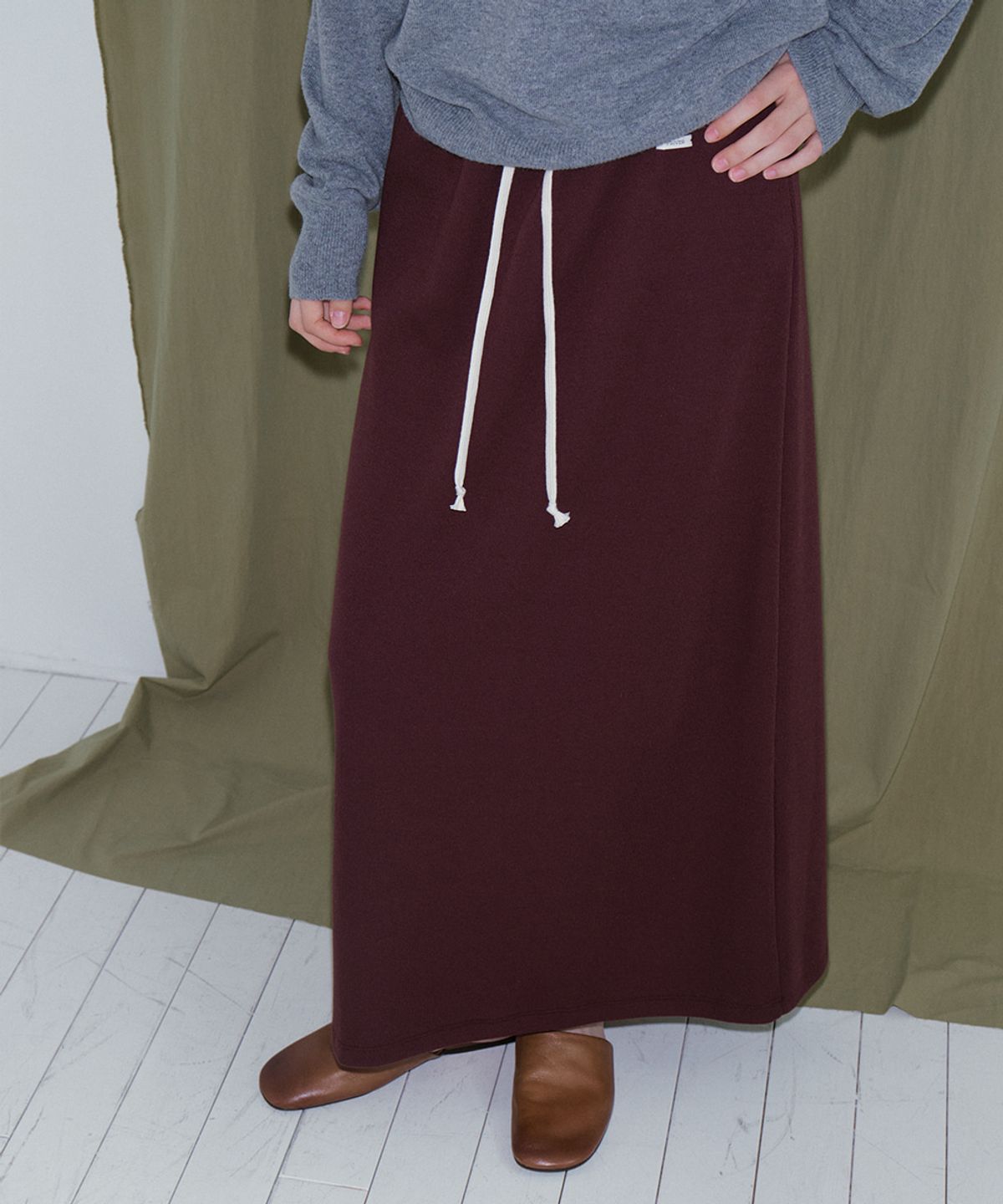 프리버07(FRIVER07) String easy long skirt [FRFA05SK03]_Wine