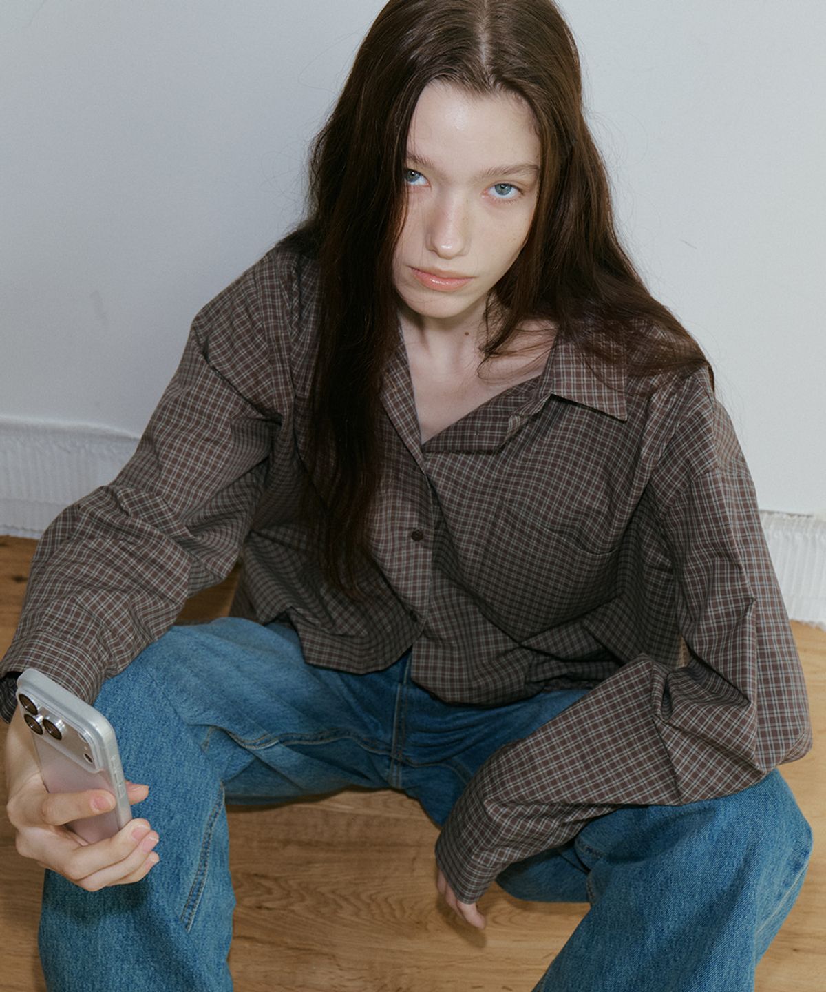 프리버07(FRIVER07) Essential check shirt [FRFA05SH03]_Brown