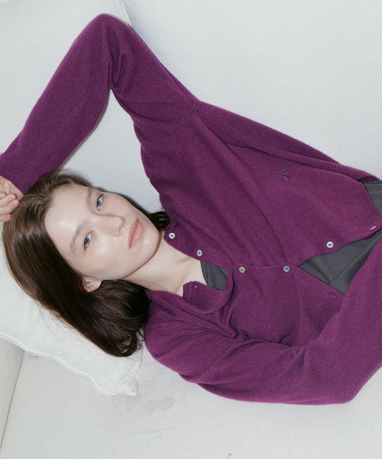 Cashmere blended round cardigan [FRFA05CD04]_Violet